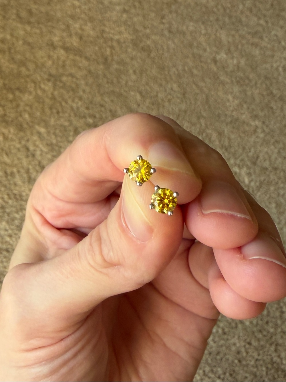 Yellow Moissanite Studs - 925 Silver - Harlem Bling